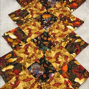Handmade table runner quilted autumn Thanksgiving theme
